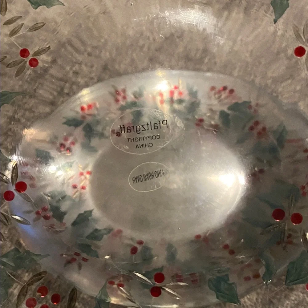 Pfaltzgraff Winter Berry Decorative Glass Plate-Red, Green Design. 8 Available.